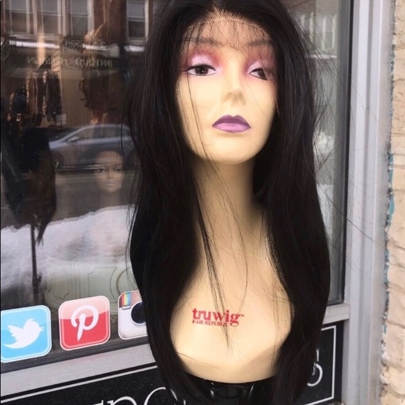 Full lace off black wig Handstitch handtied wig main image 6